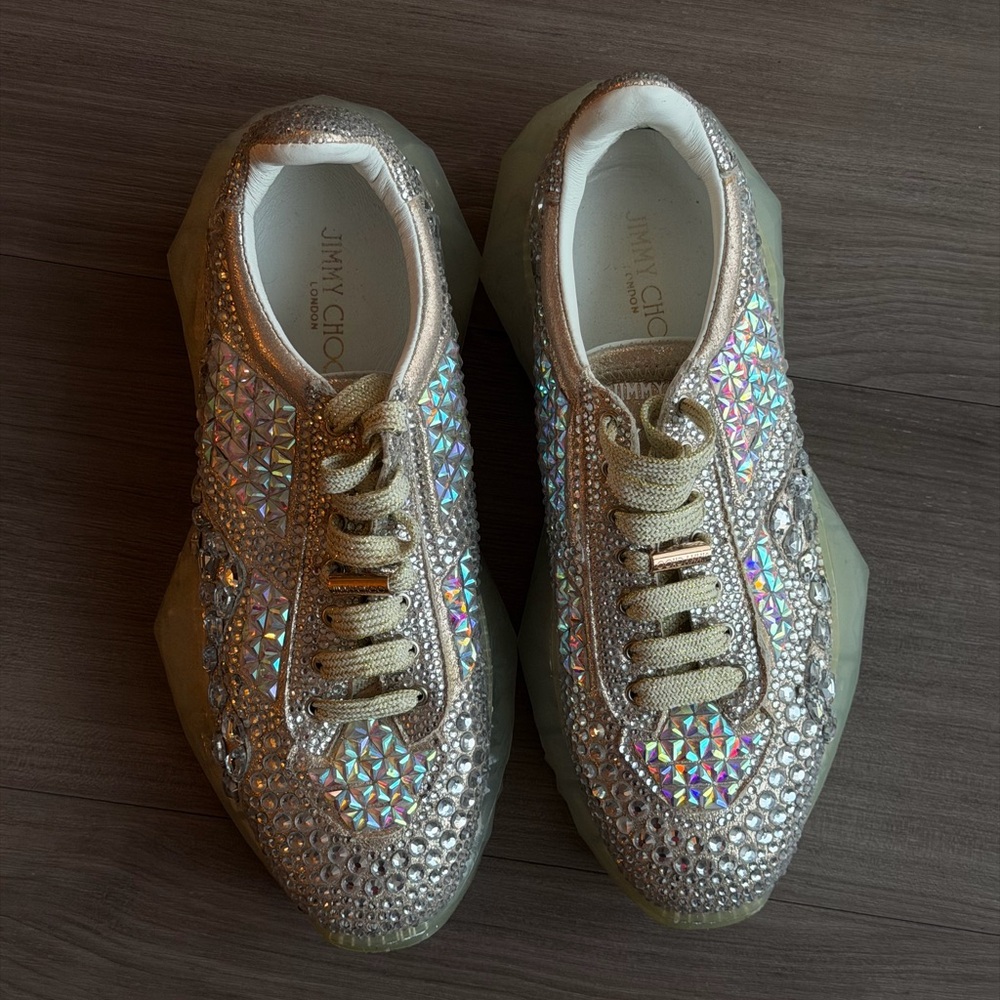 JIMMY CHOO DIAMOND/F SUEDE SNEAKER